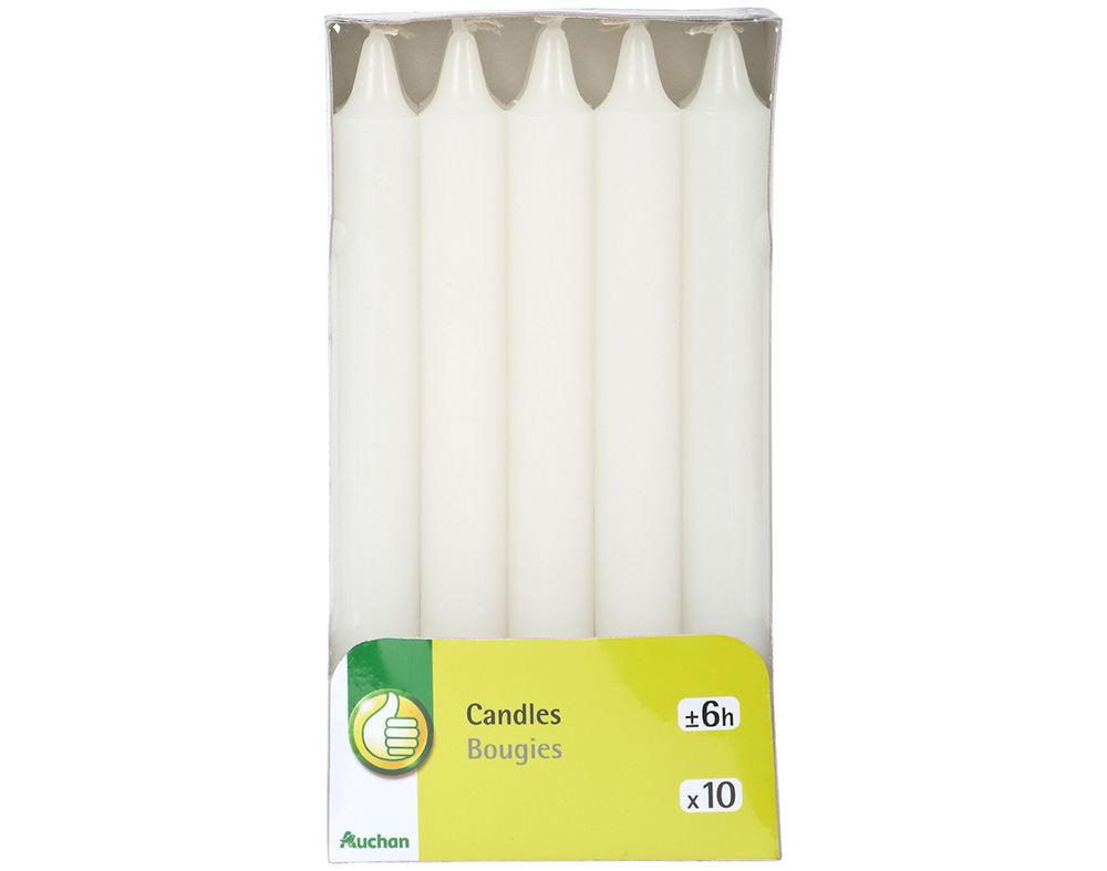 CJ VELAS CASTIÇAL AUCHAN ESSEN BRANCO 10UN
