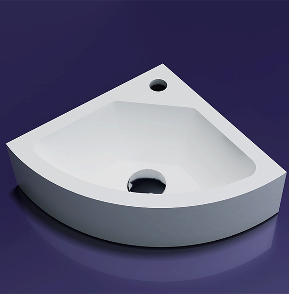 SCHADEMODEL: Lambini Designs Corner solid surface fontein 30x30x10cm