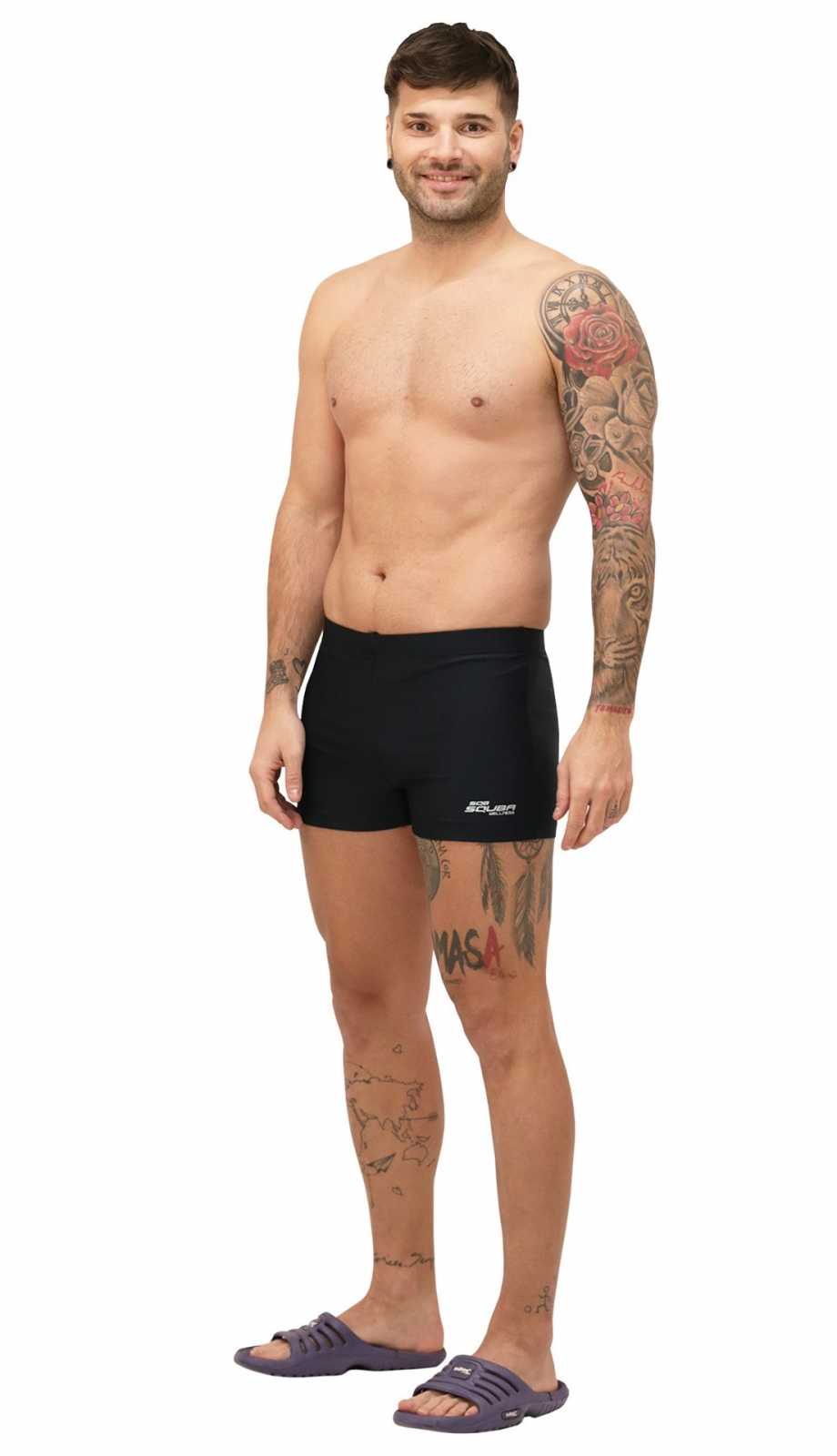 Calção boxer laranja masculino para treino de natação Squba