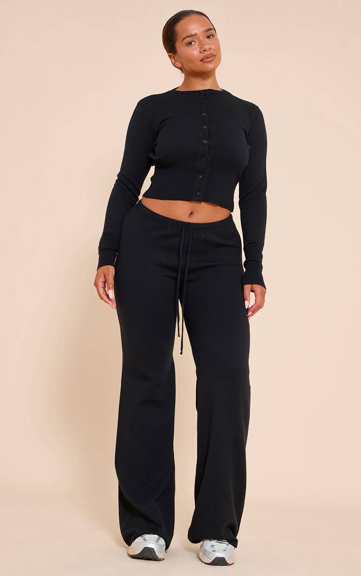 Noir Cardigan Côtelé Large À Boutons En Maille Shape