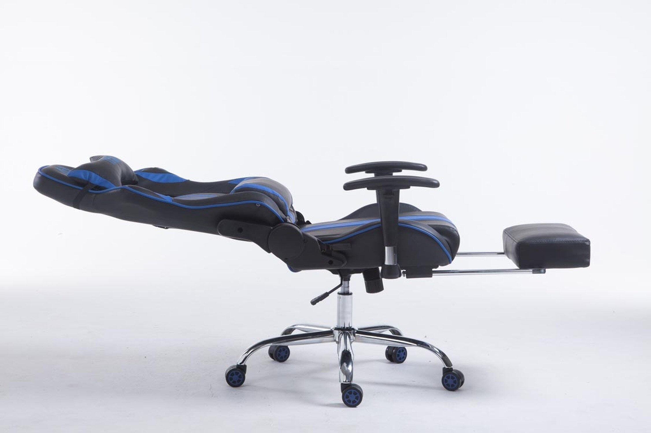 TPFLiving Racing Bürostuhl Limitless mit FußablageSchwarz/Blau