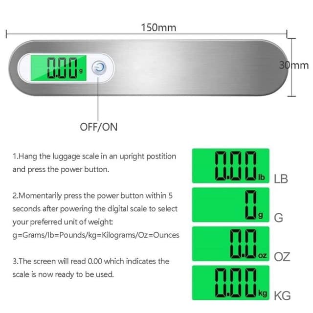 Digital bagagevægt med krogstropper 50kg/10g