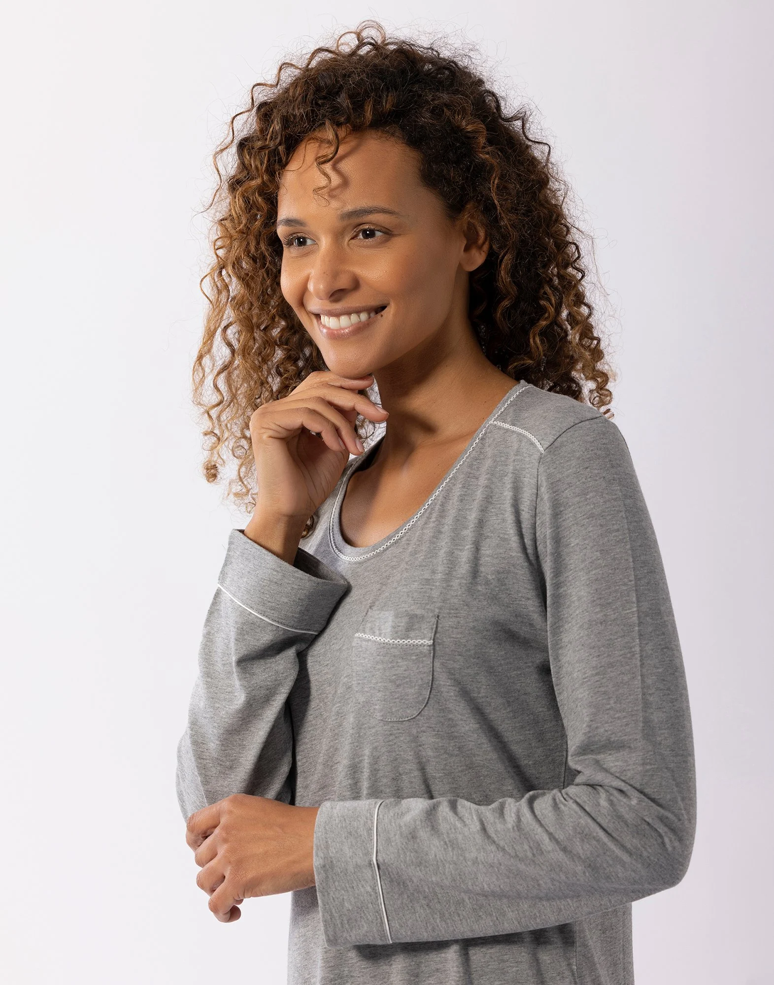 INTEMP A01 - Chemise de nuit en coton modal | Gris