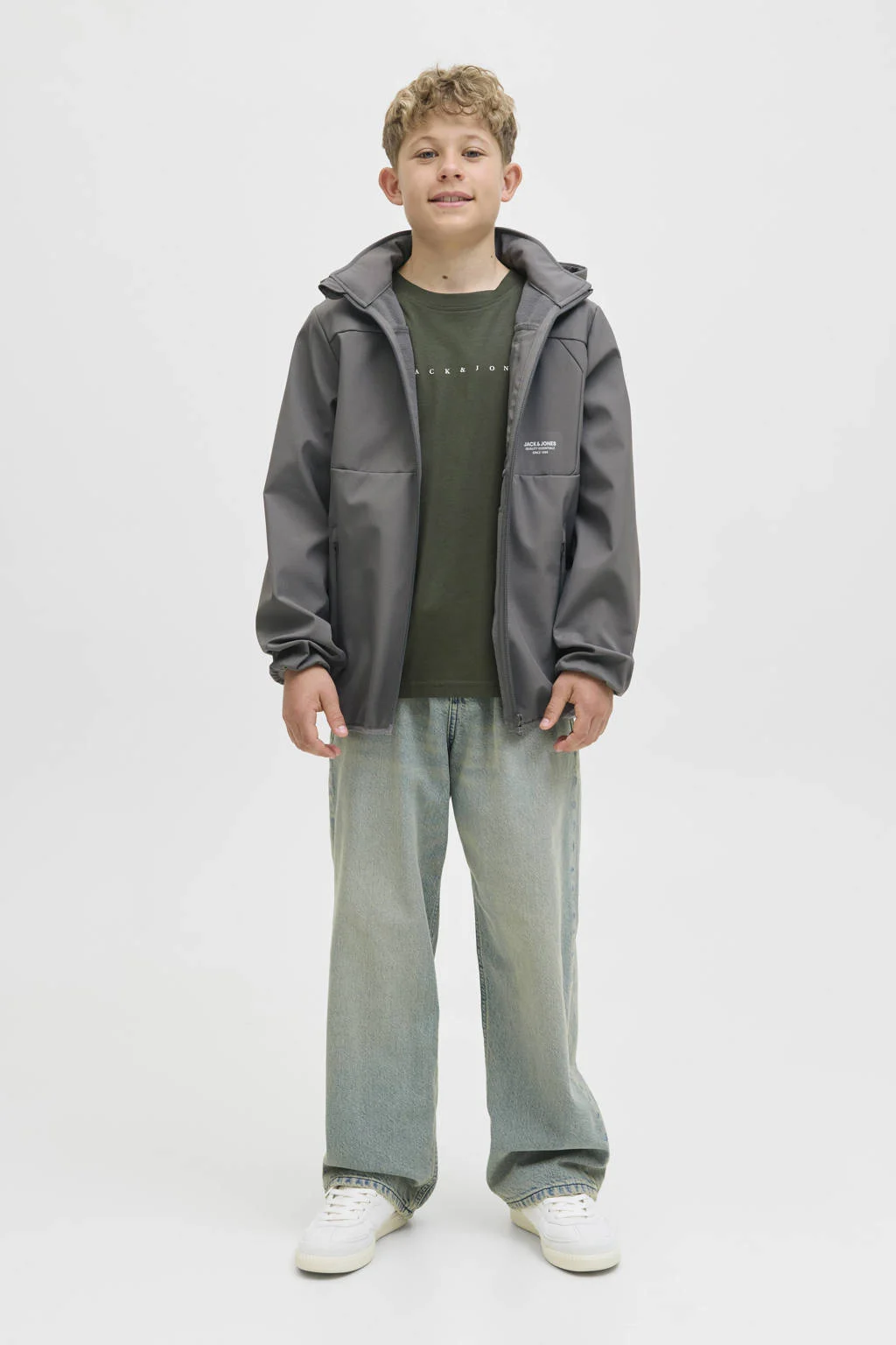 JACK & JONES JUNIOR softshell jas grijs