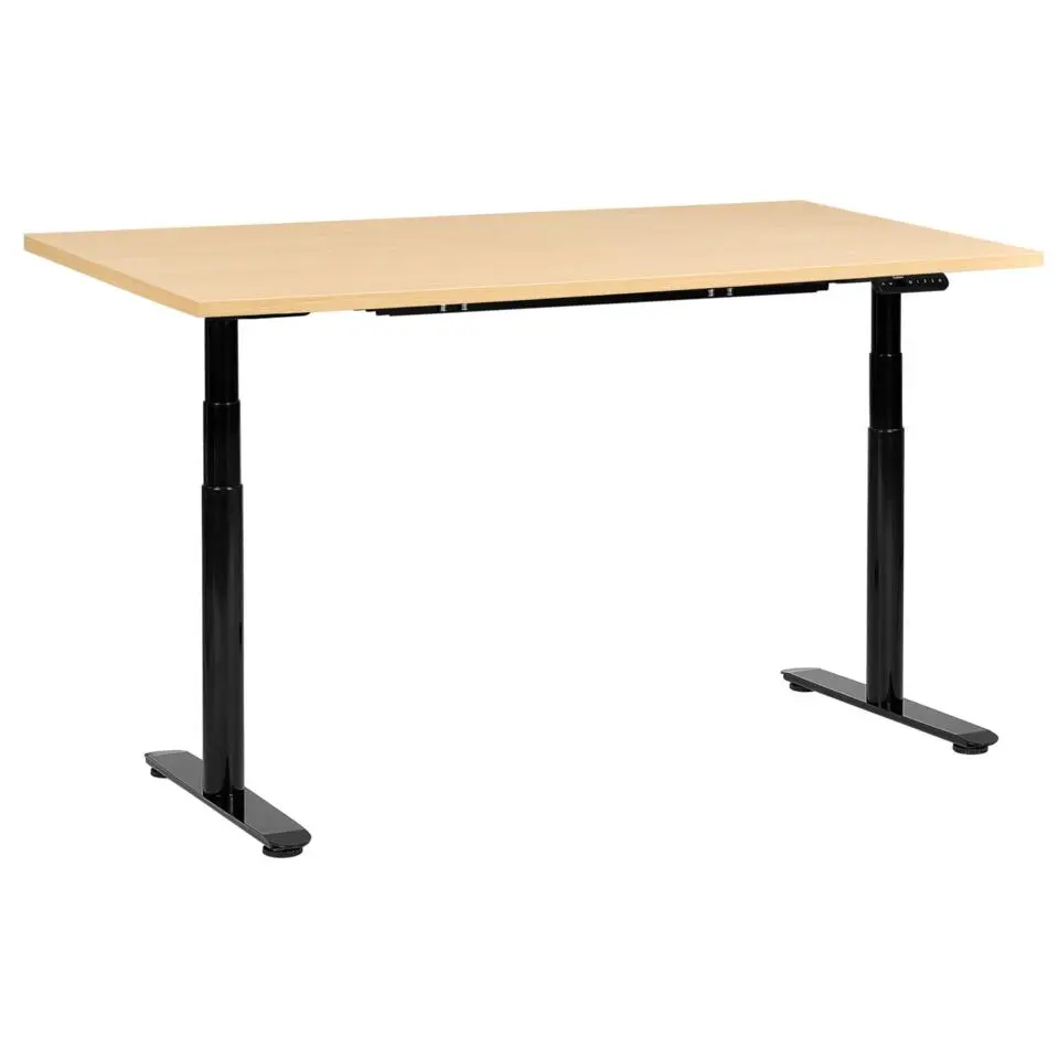 DESTINAS - Elektr bureau - Zwart/Lichtbruin - 160 x 72 cm - Vezelplaat