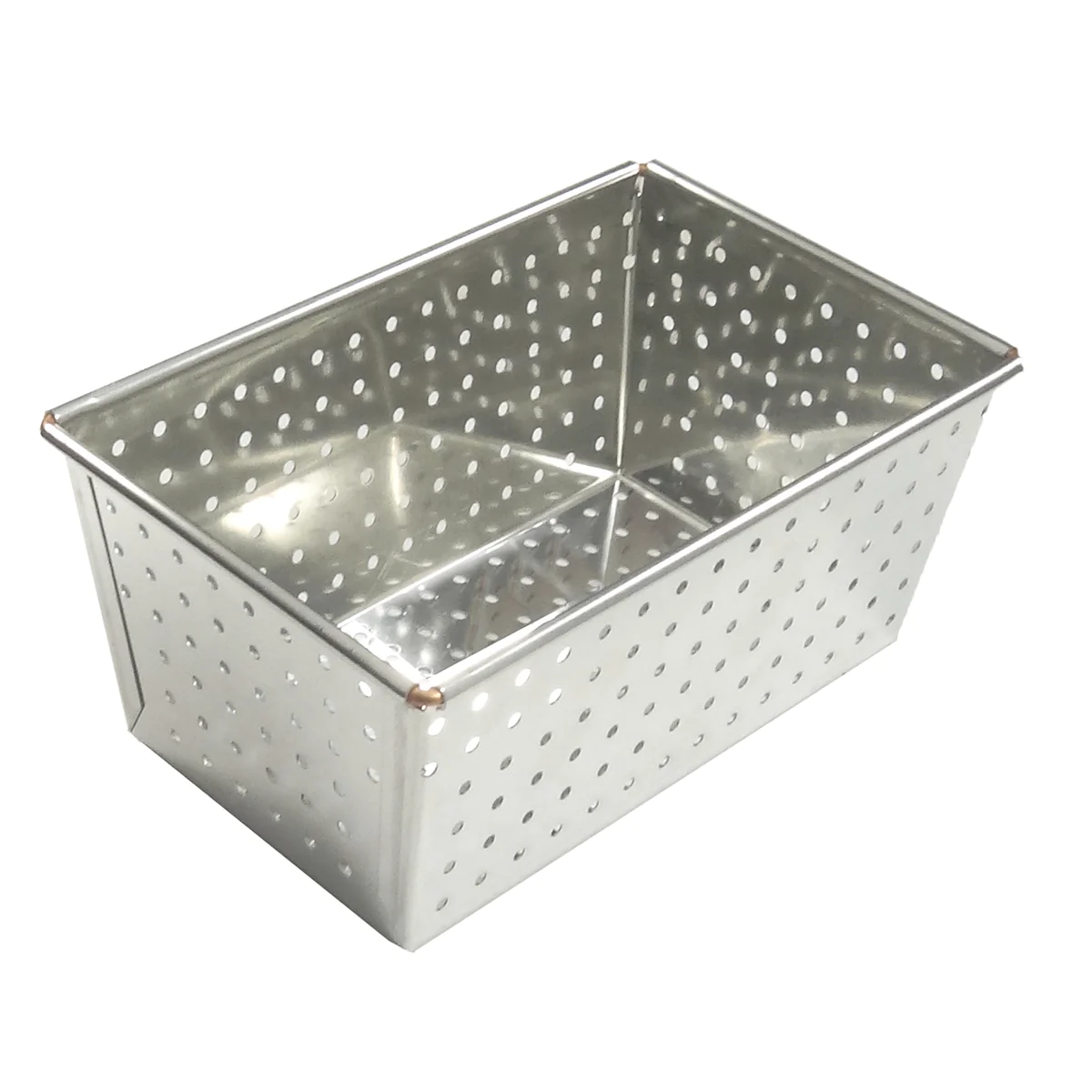 Moule à pain perforé - fer blanc - 270 x 105 mm dim ext / 250 x 80 mm