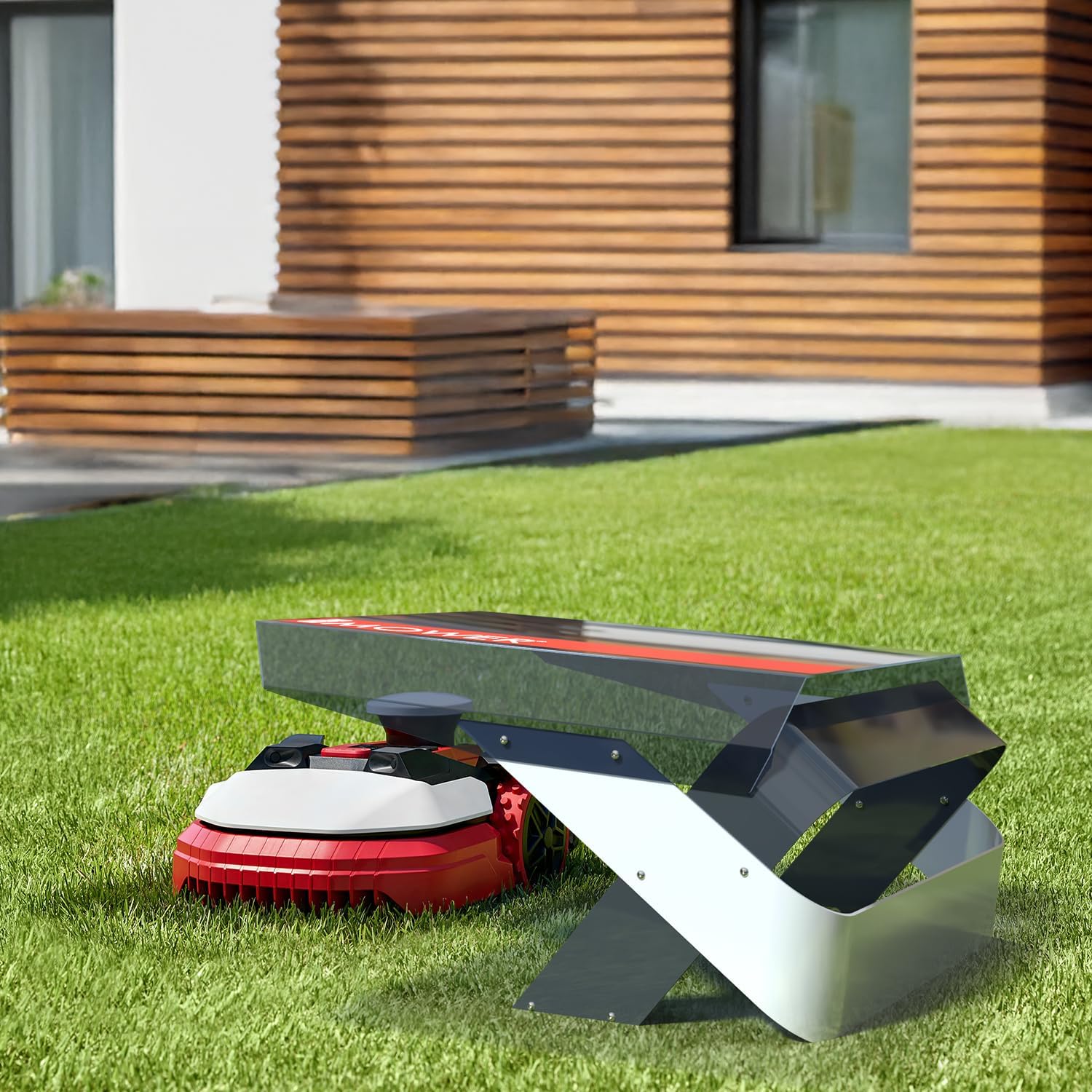 Mobius Mähroboter Garage kompatibel mit Kress RTKn für Rasenflächen bis 5000m² - Schutz mit transparentem Dach UV Tastaturzugang, unabhängige Installation