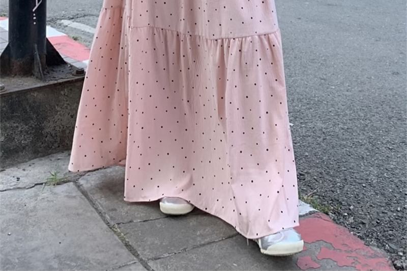 scenesweet - Maxi A-lijn rok met hoge taille en stippen