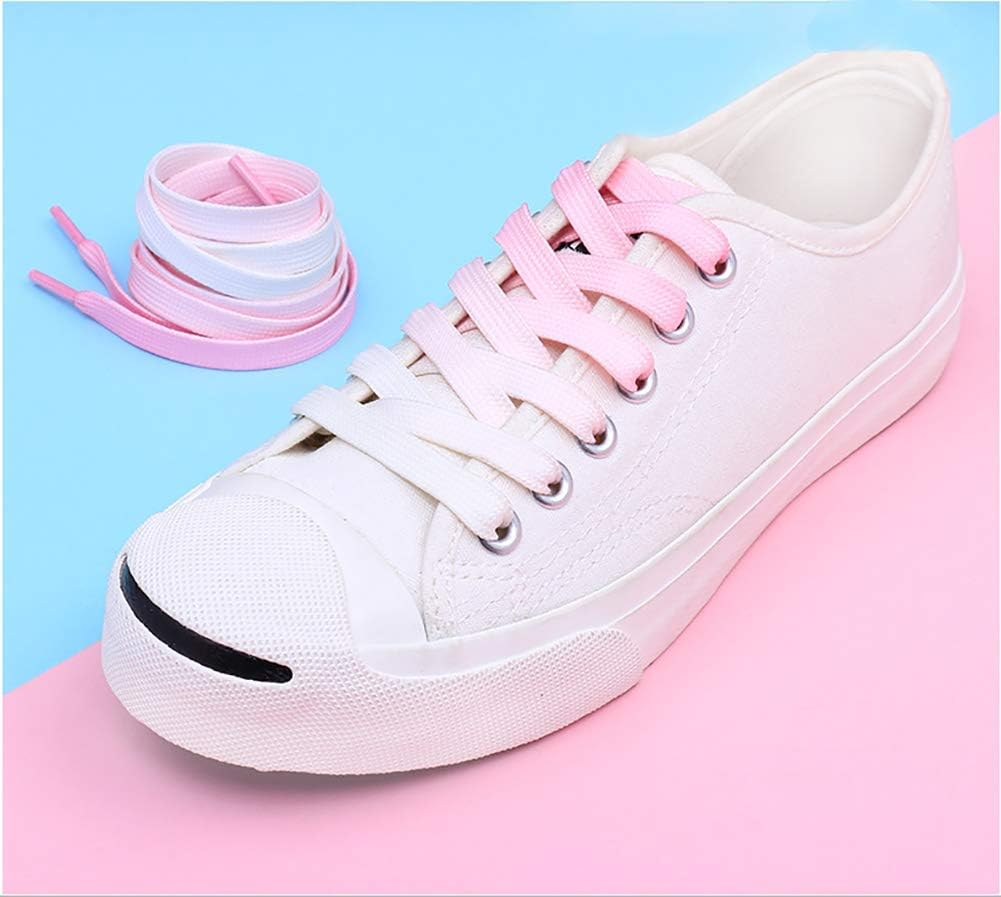 (1 Paar) 95cm Flache Schnürsenkel Klassische Sneaker Schuhbändel mit Farbverlauf - Rosa