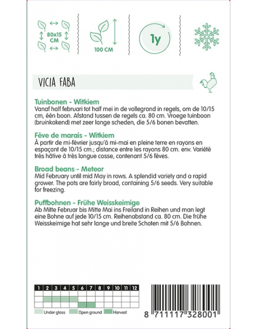 Hortitops Tuinbonen Witkiem - Groentezaden - 100 g