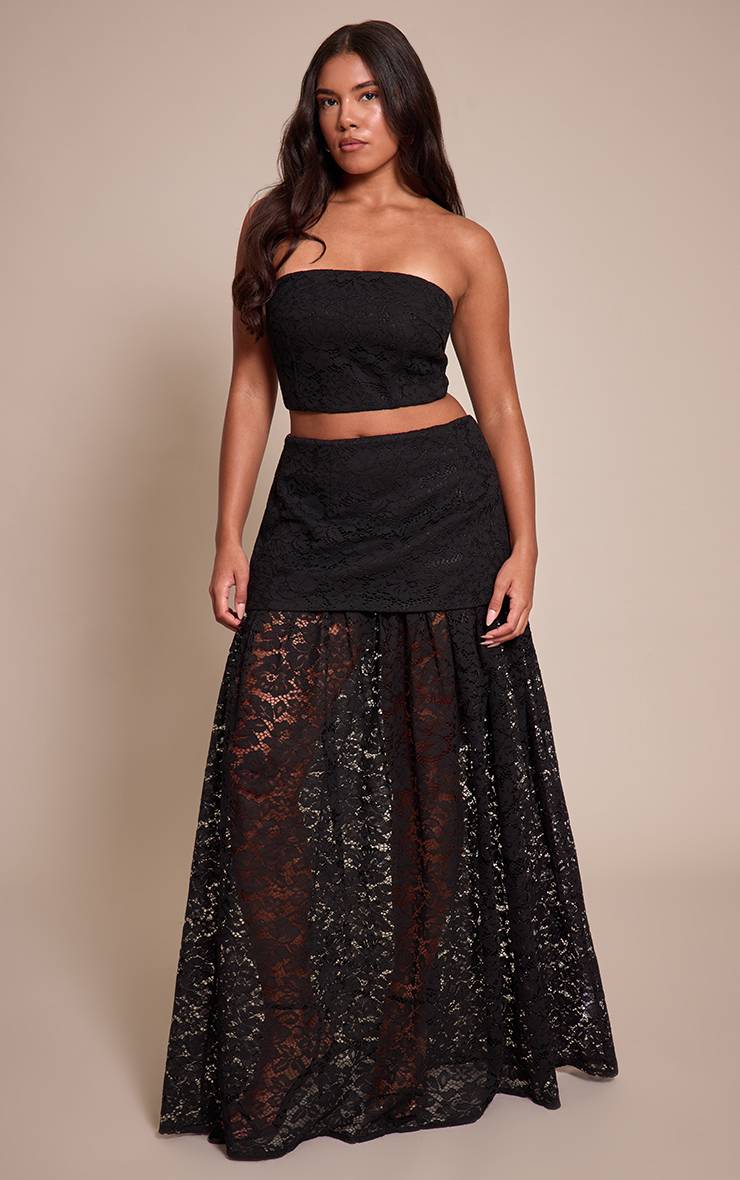 Noir Crop Top Bandeau En Dentelle Shape