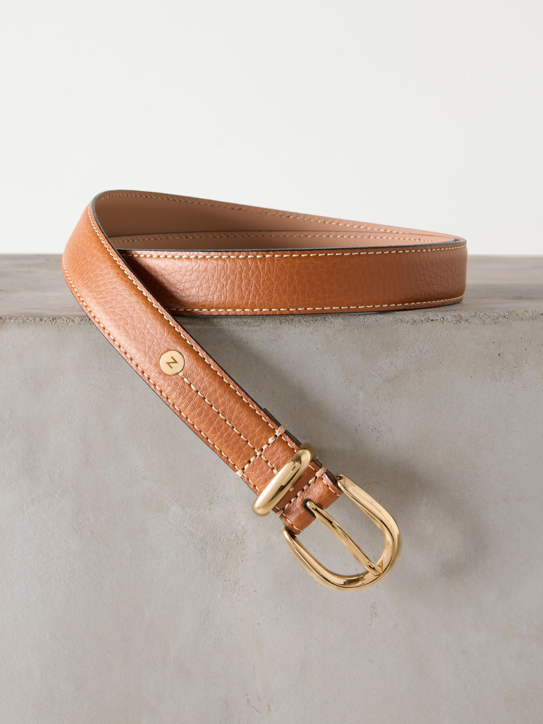 Lichtbruin - N. Premium Made In Italië riem met gemiddelde breedte