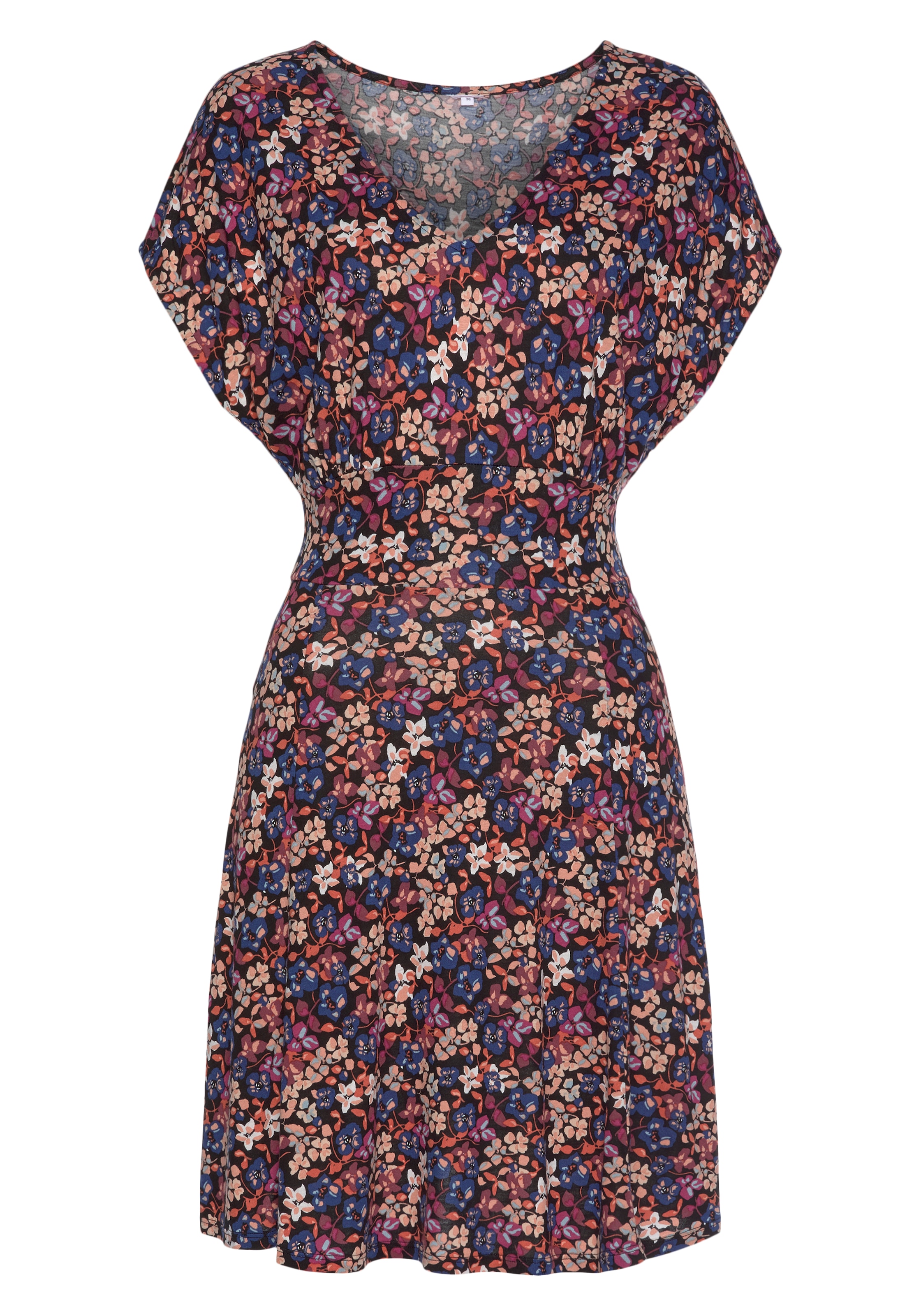 Vivance Sommerkleid mit Blumendruck und V-Ausschnitt, leichtes Strandkleid