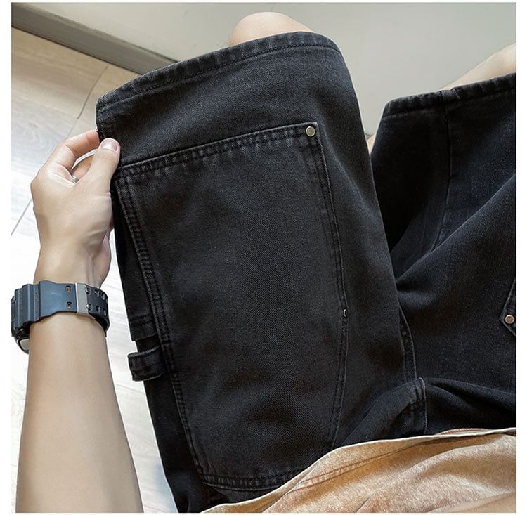 Femilina - Denim shorts met hoge taille en wijde pijpen