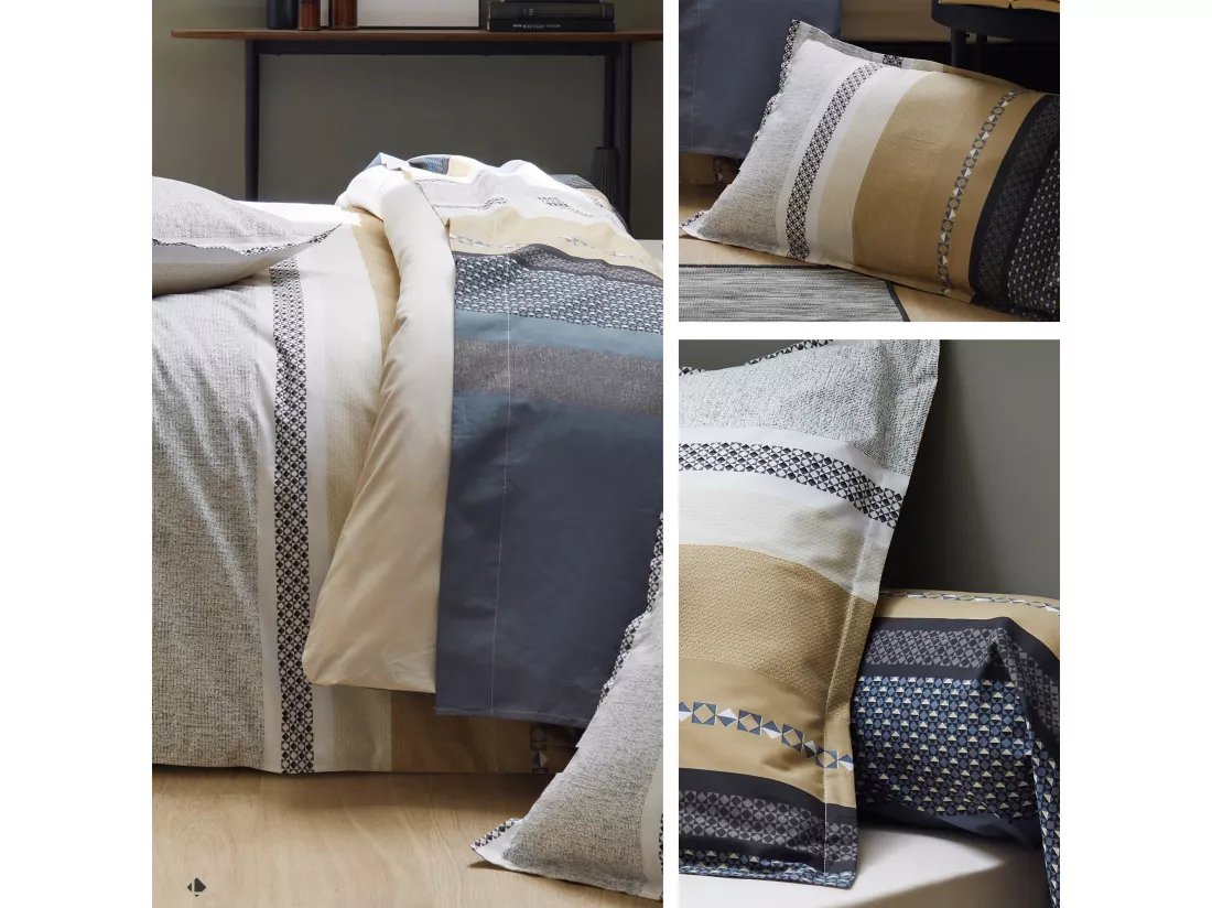 Taie de traversin 140x43 cm percale coton MARLOW acier