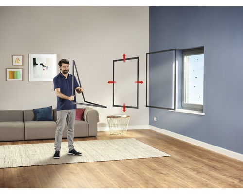 Hor voor ramen tesa FALT vouwraam antraciet traploos verstelbaar van 80x80 cm tot 140x140 cm telescopisch