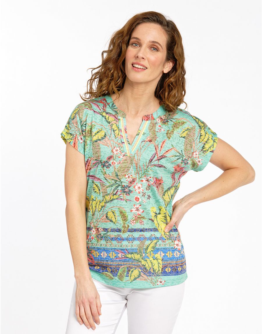 T-shirt vert floral