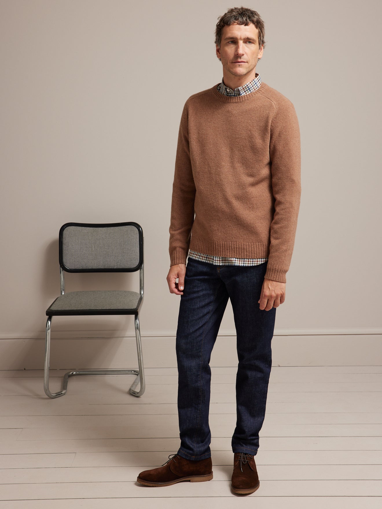 Pull col rond chiné homme