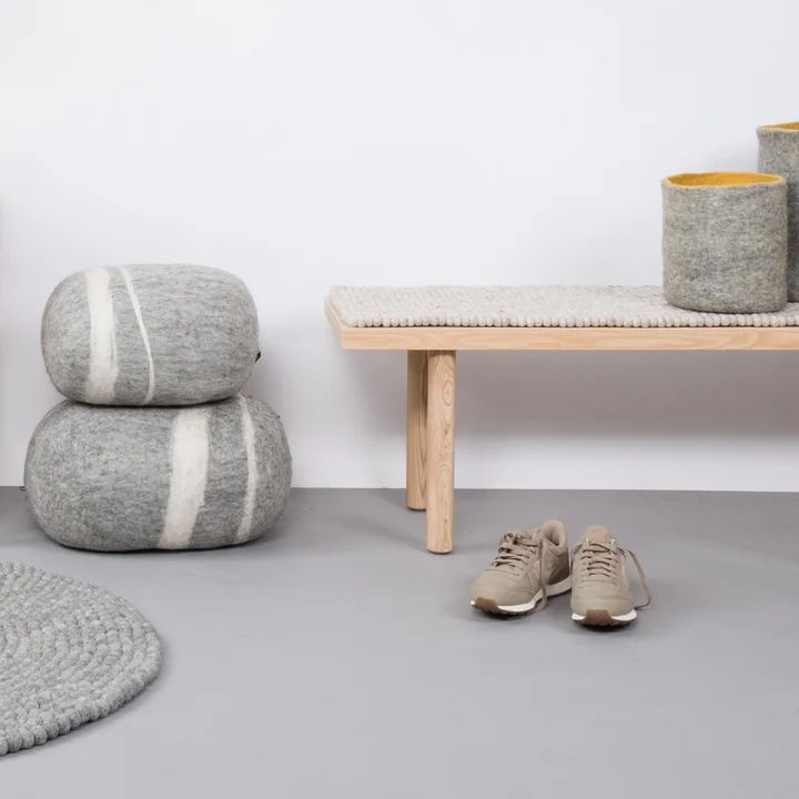 myfelt - Kieselstein Pouf Carl 2XL, hellgrau meliert