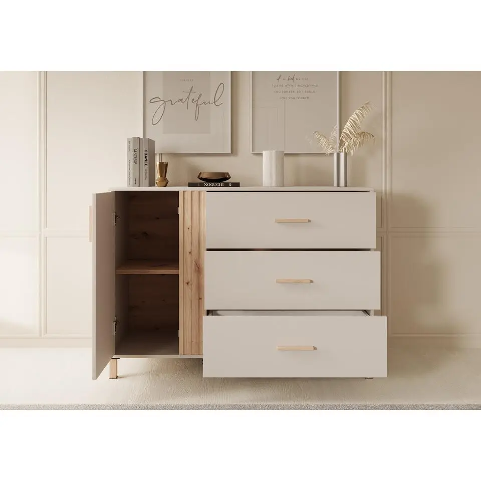 Meubella - Dressoir Bahia - Beige - 125 cm