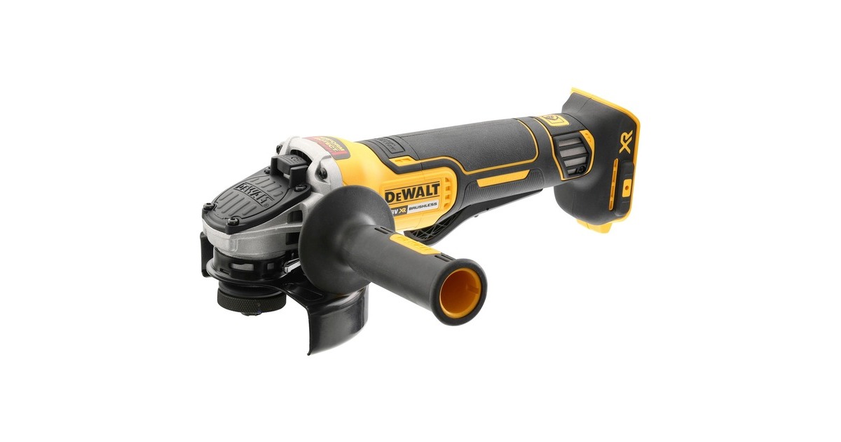 DEWALT18V XR 125mm Brushless haakse slijper met dodemansschakelaar DCG406NT  (Geel/zwart, Accu en oplader niet inbegrepen)