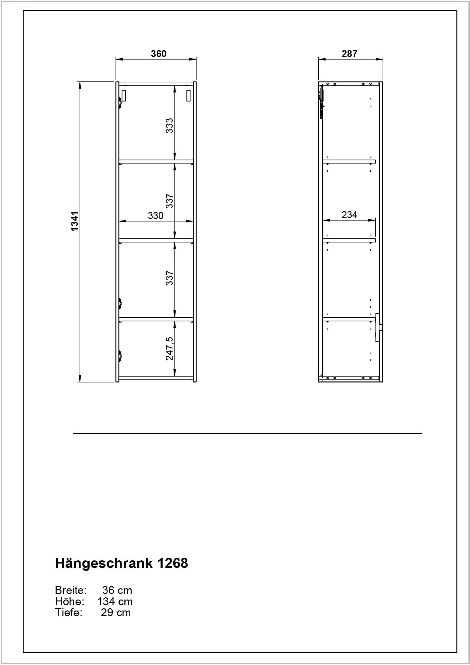 Hängeschrank EMMA 36 x 135 cm Castello-Eiche-Dekor beige/schwarz