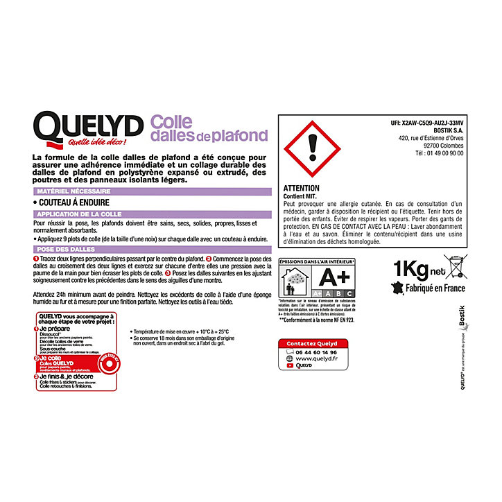 Colle Quelyd pour Dalles de plafond Pâte 1 kg