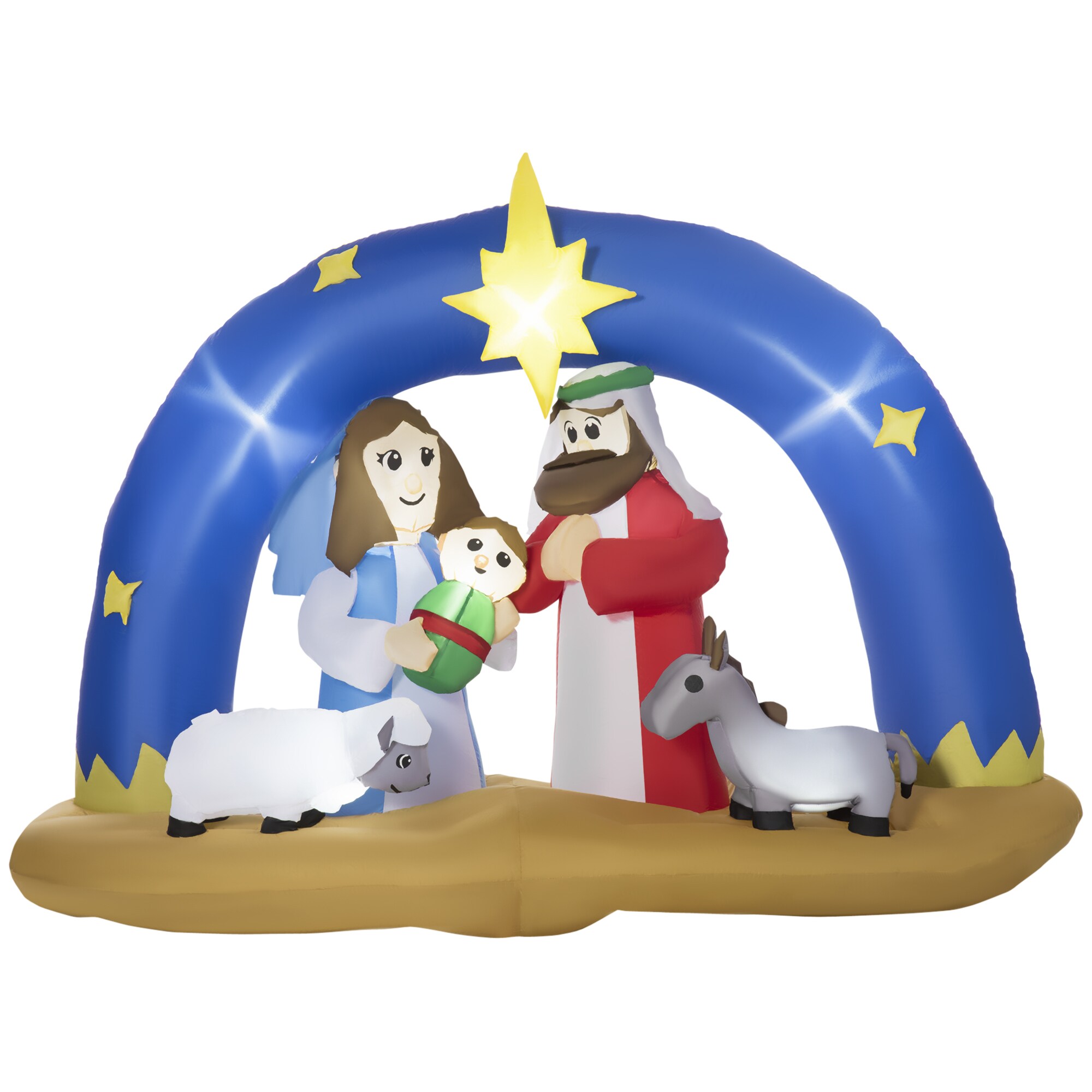 Outsunny Aufblasbare Weihnachtsdekoration mit LED-Beleuchtung bunt 206L x 95B x 157H cm