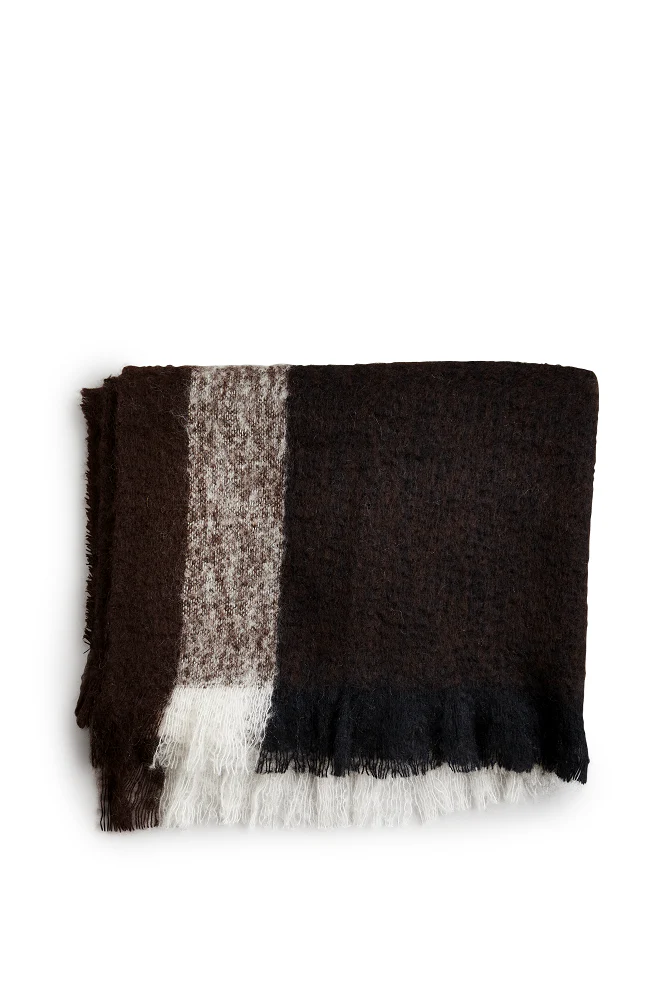 Birger1962  Check Throw uldtæppe – dark brown