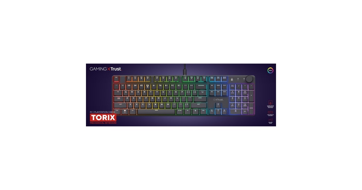 TrustGXT 866 Torix Hoogwaardig mechanisch gaming-toetsenbord, gaming toetsenbord  (Zwart, US lay-out, Huano Red, RGB)