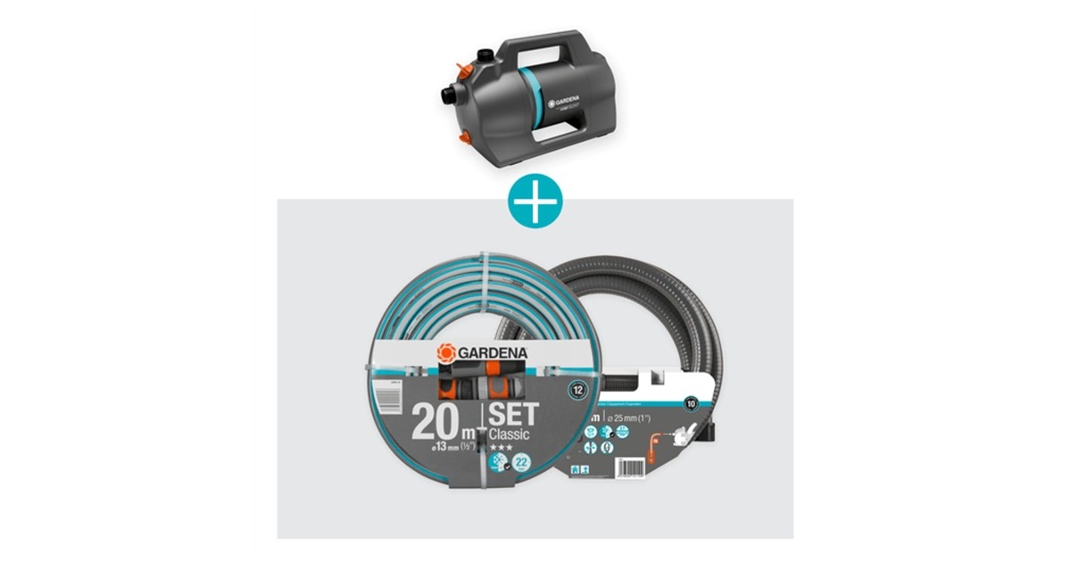 GARDENABesproeiingspomp 4100 Silent set  (Donkergrijs/turquoise,  550 Watt)