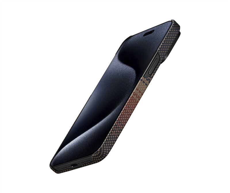 iPhone 15 Pro MagEZ 5 Fushion Weaving MagSafe Aramid Schutzhülle (KI1501SU) - Sunset (Rot / Schwarz)