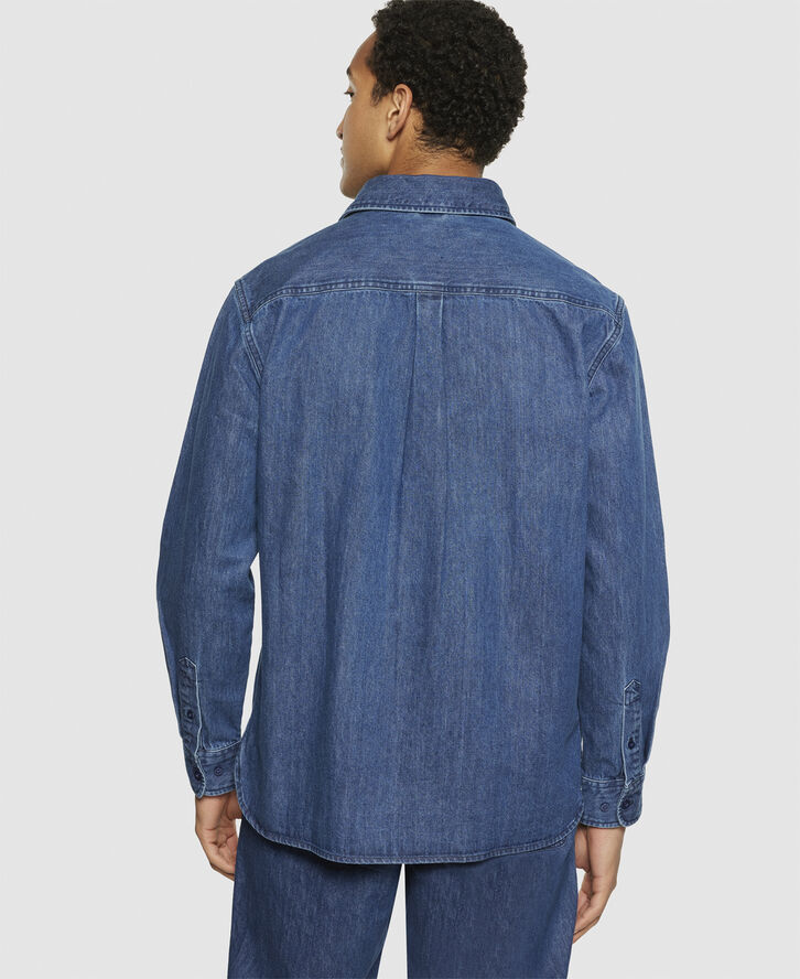 Knowledge Cotton Apparel Loose denim shirt - GOTS/Vegan Dark blue denim