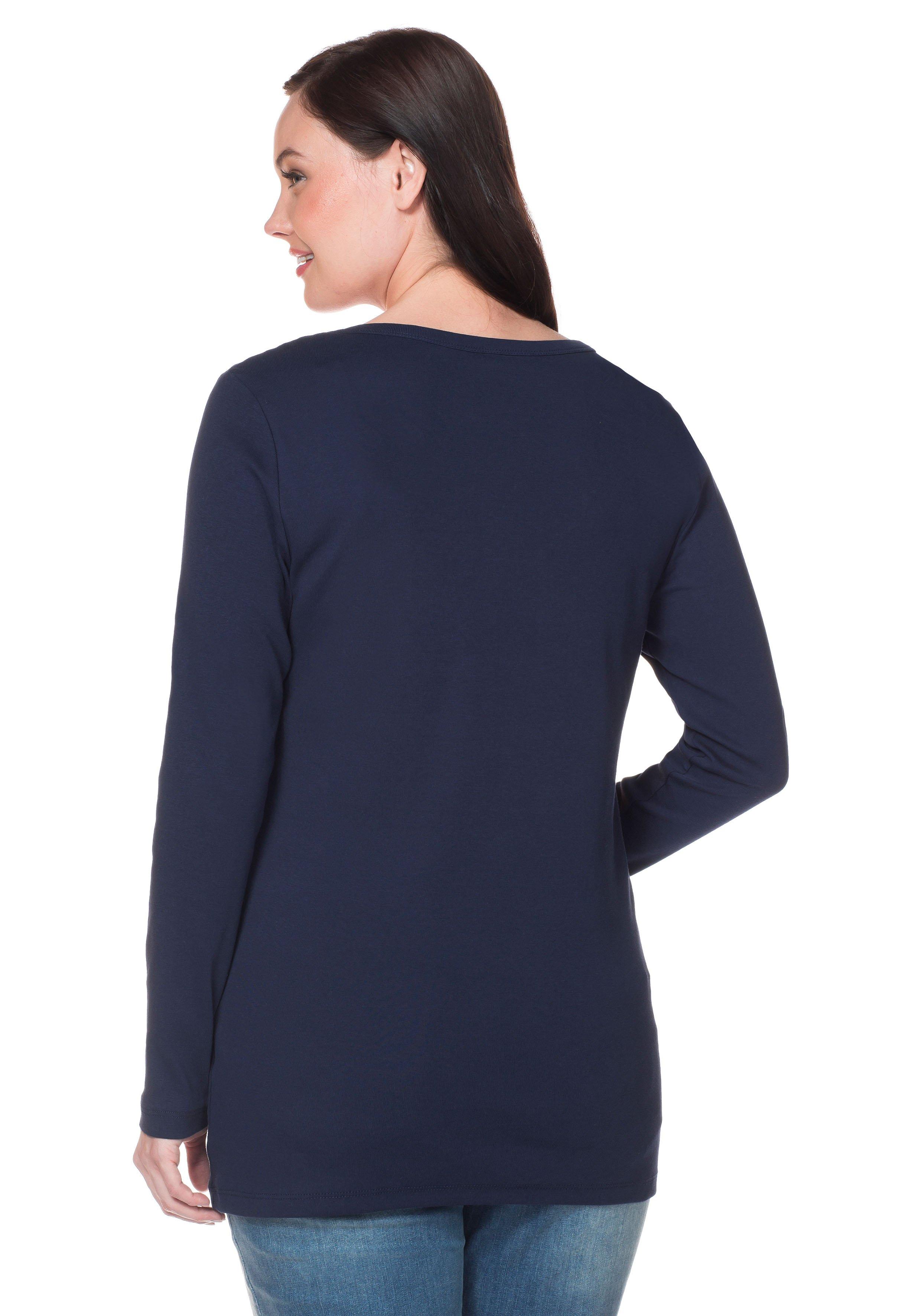 Langarmshirt mit Rundhalsausschnitt, in Rippqualität