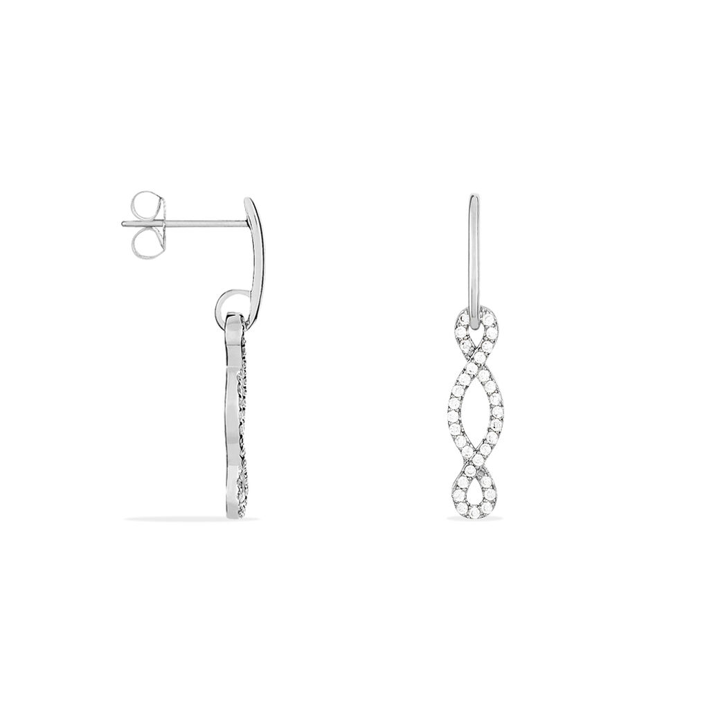 Boucles D'oreilles Pendantes Carla Argent Blanc Oxyde De Zirconium