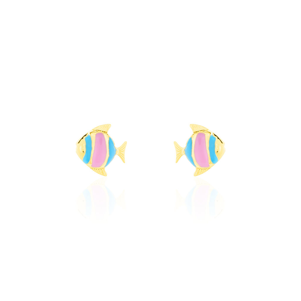 Boucles D'oreilles Puces Poisson Or Jaune