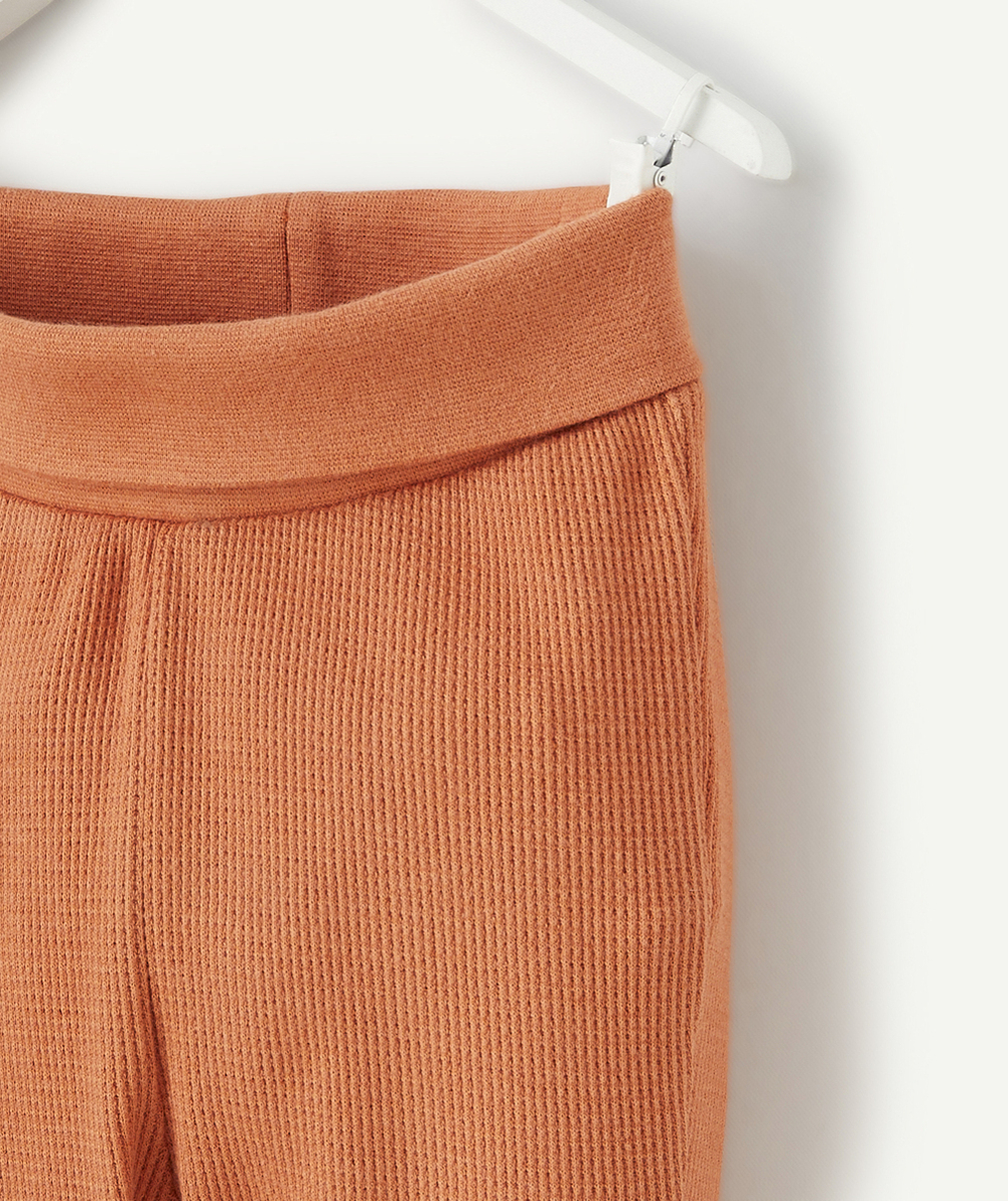 LEGGING BÉBÉ EN COTON BIOLOGIQUE NID D'ABEILLE MARRON ORANGÉ
