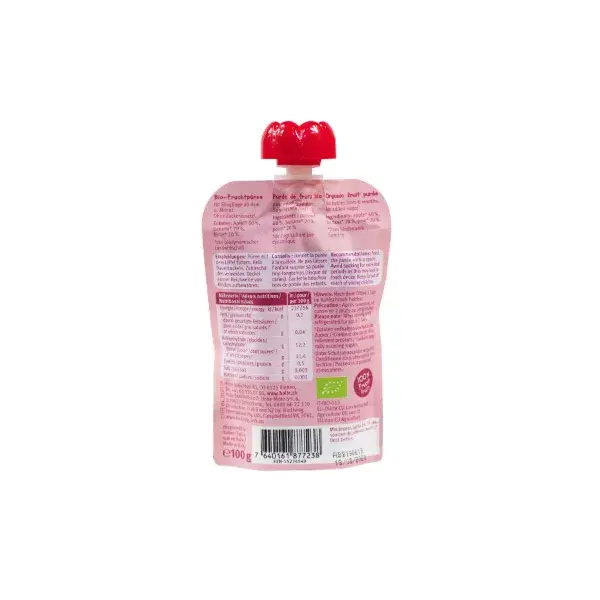 Garrafa de água Holle Pouchy orgânica sabor maçã, banana e pera +6m 100g