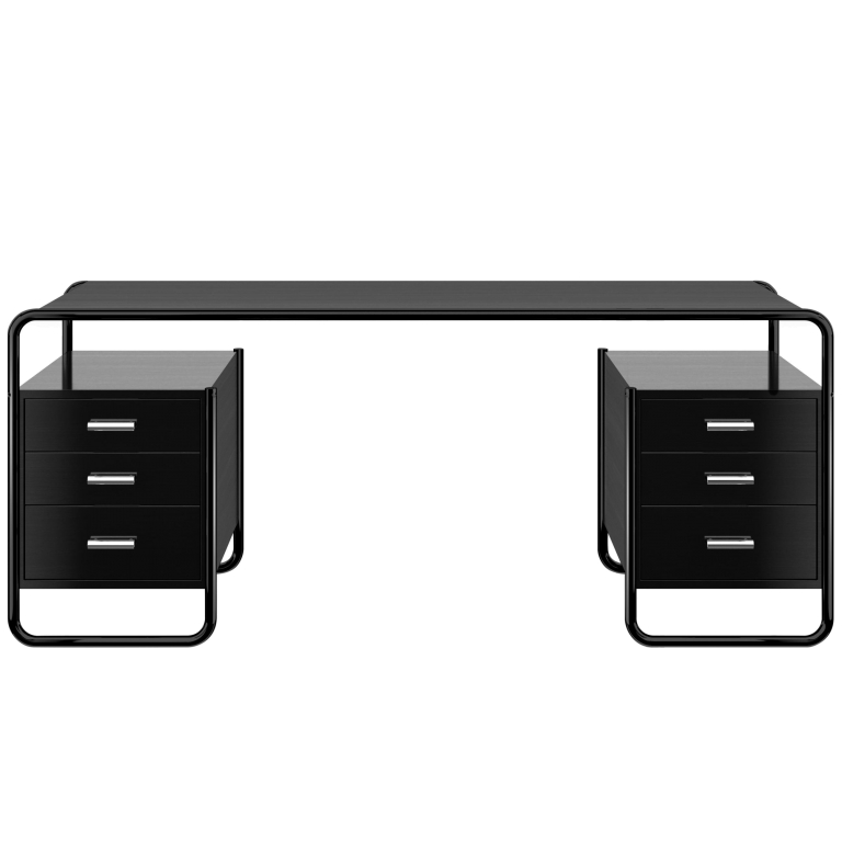 Thonet S285/5 bureau essen open poriën zwart, zwart onderstel