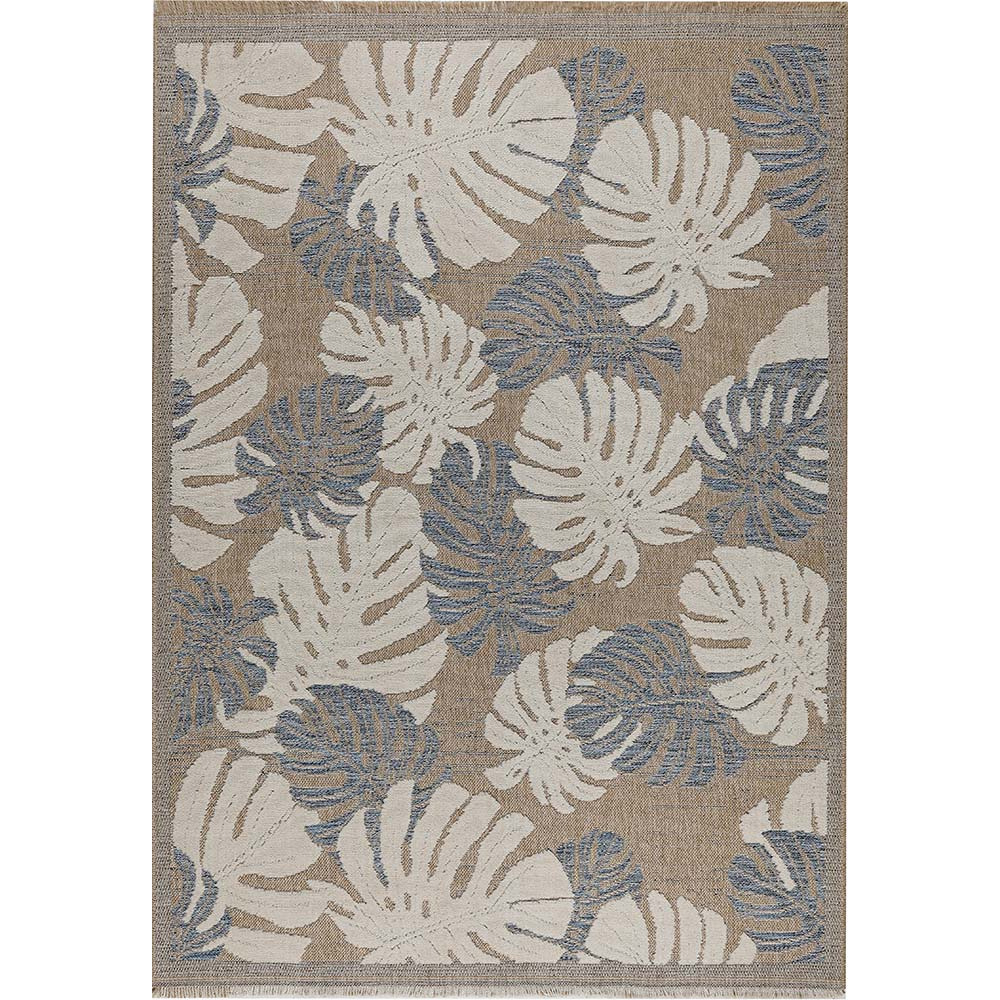 Tapis intérieur extérieur aspect jute tulum 9062 bleu 180 x 67 cm