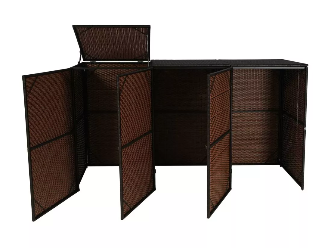 Habillage pour 3 poubelles MCW-E25 3x120l, brun