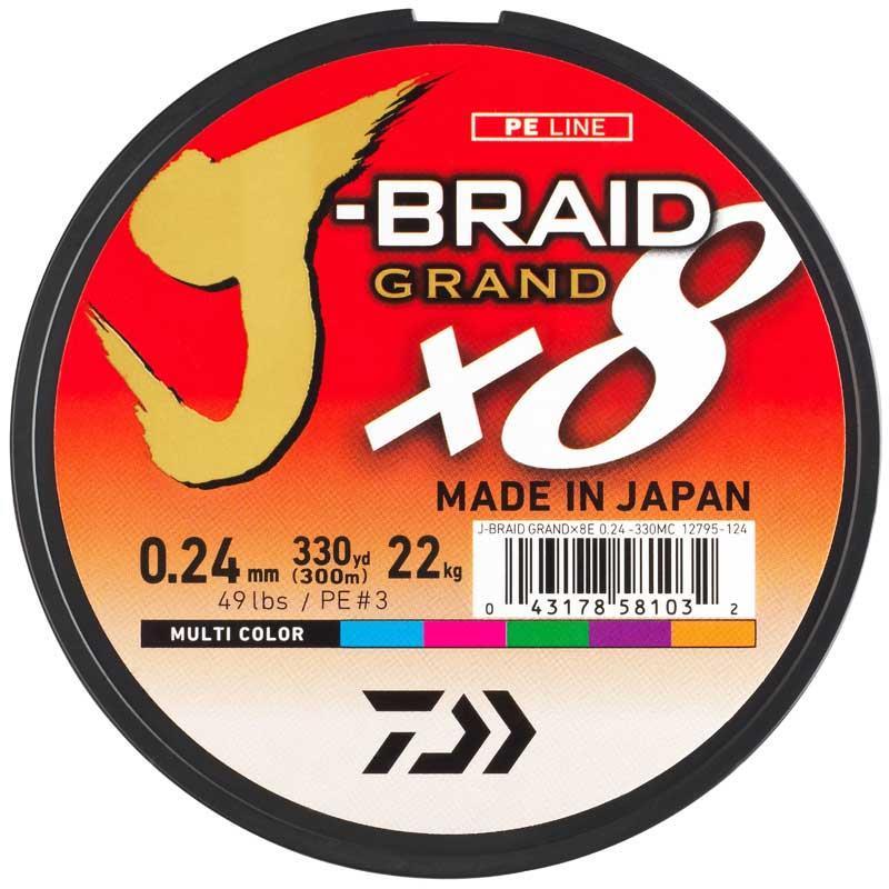 Tresse Daiwa J-Braid Grand X8 Multicolore - 300M