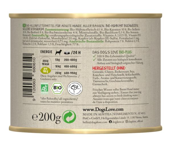 DOG'S LOVE Nassfutter für Hunde Bio, 6 x 200