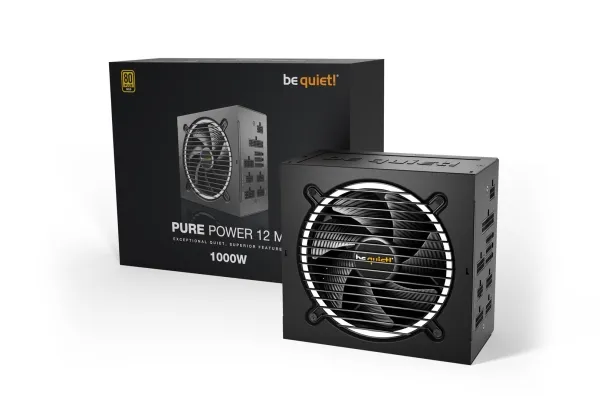be quiet! Pure Power 12 M 1000W - Strømforsyning (intern) - ATX12V 3.0/ EPS12V 2.92 - 80 PLUS Gold - AC 100-240 V - 1000 Watt - aktiv PFC - Europa - sort
