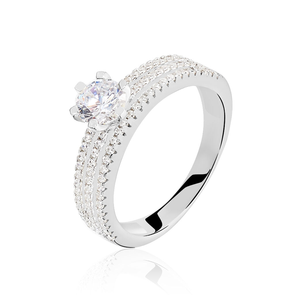 Bague Solitaire Ellora Argent Blanc Oxyde De Zirconium