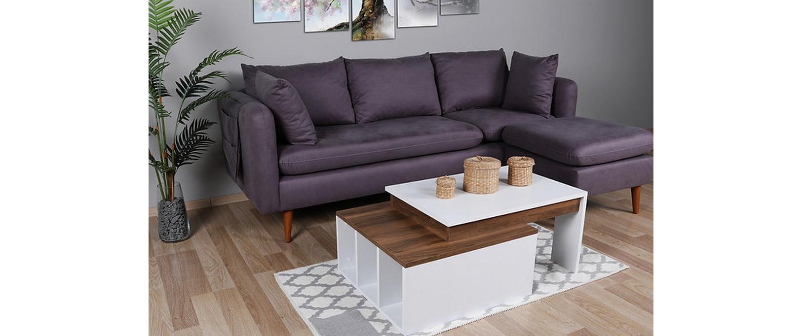 Couchtisch Kolarado 90 x 37.4 x 60 cm, Nature/Weiss<br>Wohnzimmertisch