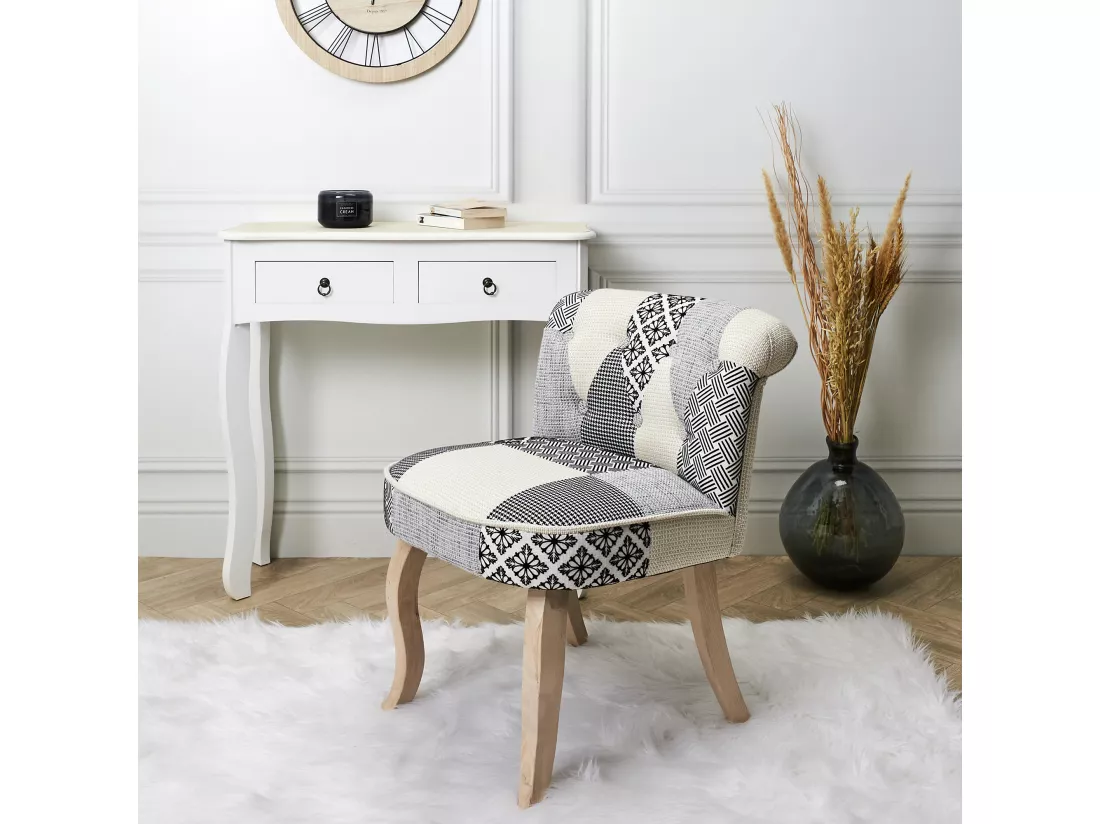 Fauteuil Eleonor Patchwork Gris