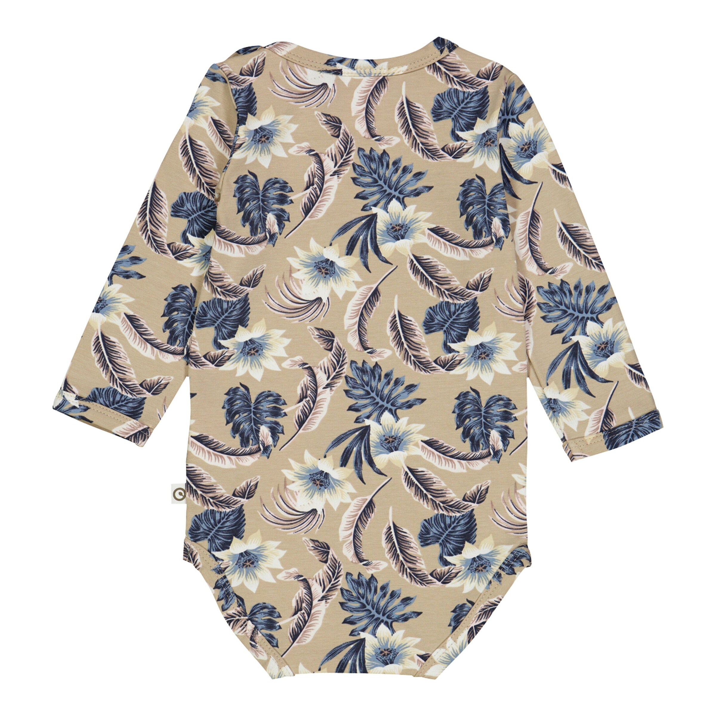 Müsli Body langarm Blumen beige/blau