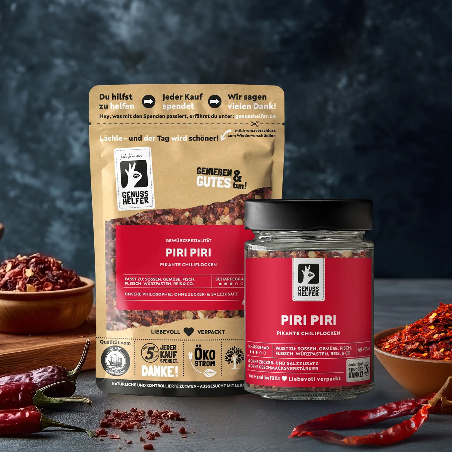 Piri Piri, geschrotet
