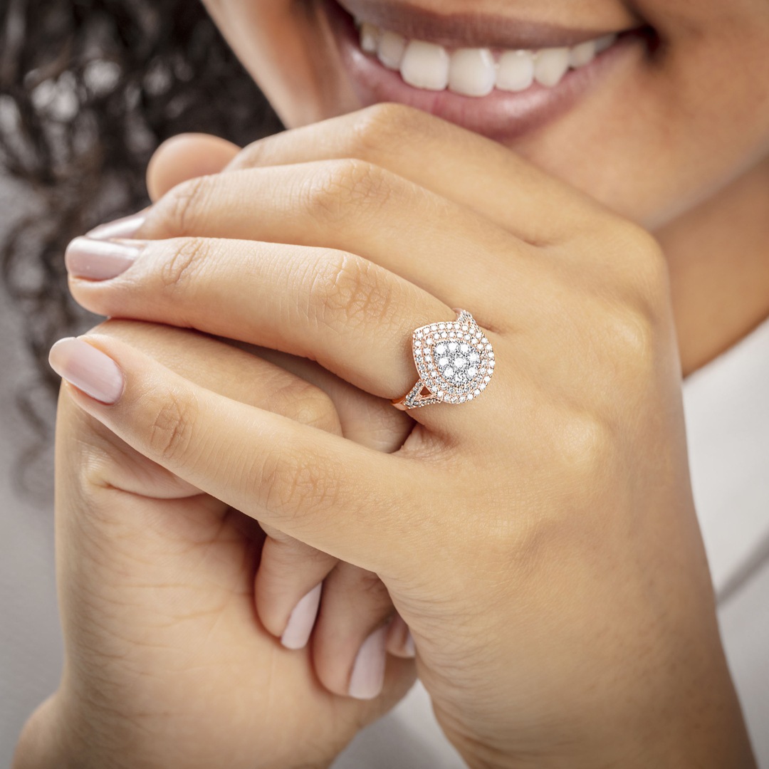 1.01 Karat Halo Diamantring 750/18 K Roségold